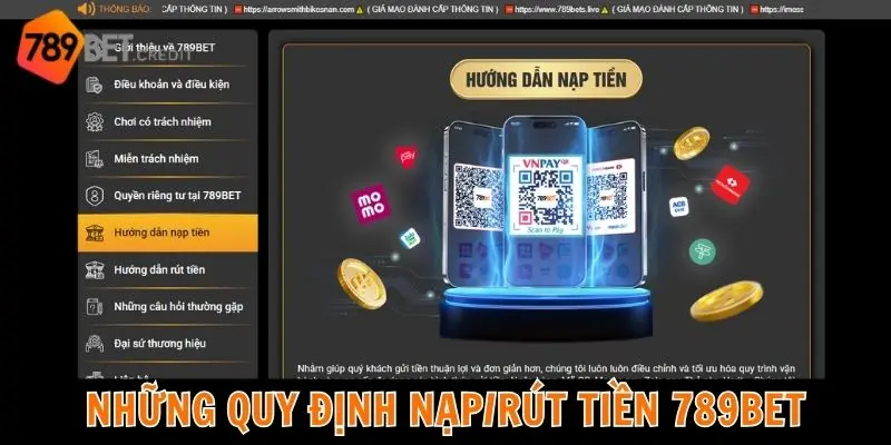 Những quy định trong nạp/rút tiền 789BET