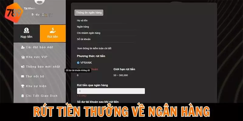 Rút tiền thưởng liền tay về ngân hàng